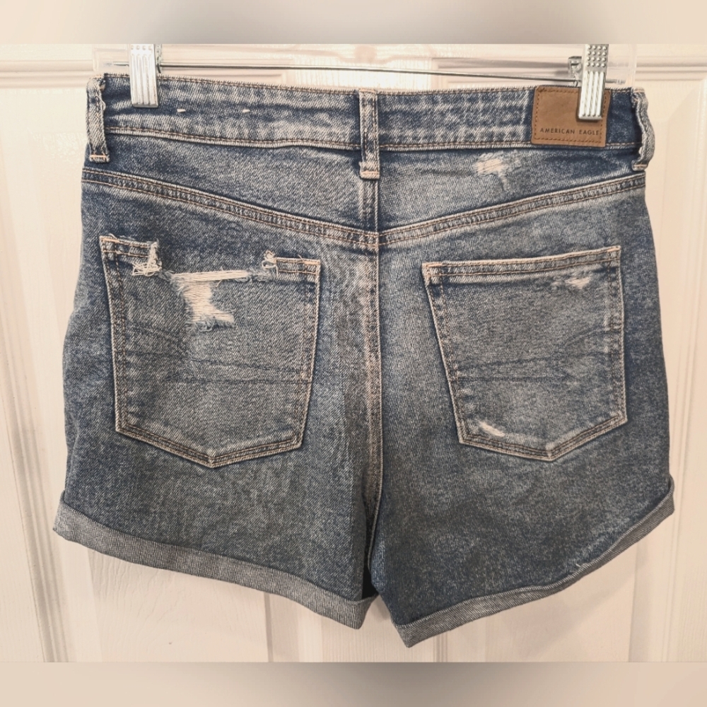 American Eagle Mom short distress ripped blue beach boho jean denim Short sz 6 t - Picture 2 of 8